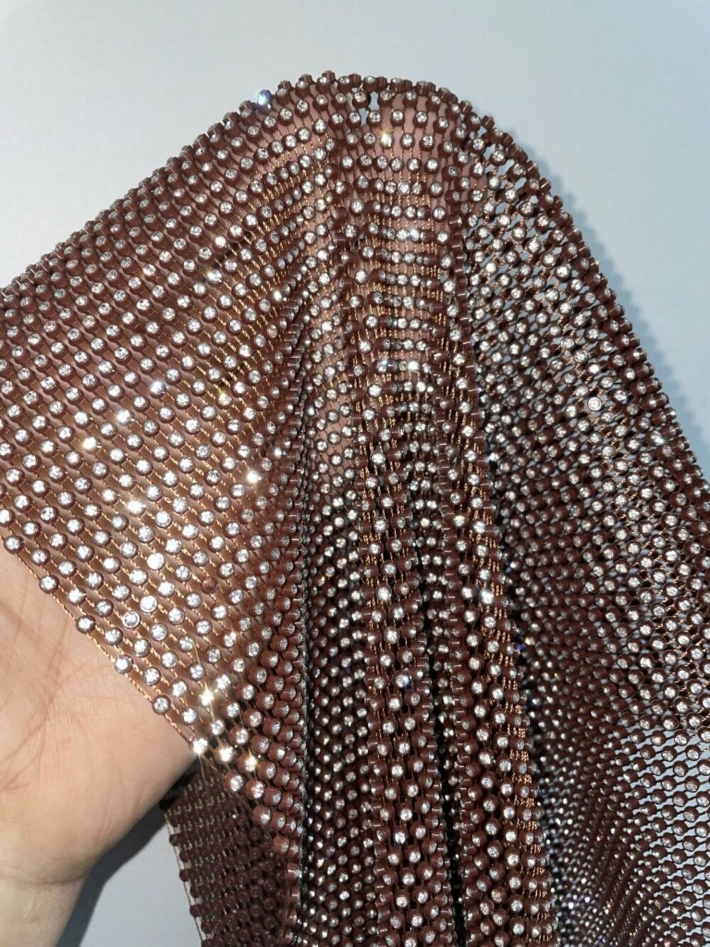 Chocolate Brown Party Women's Rhinestone See Through Mini Dress - Picture 7 of 7